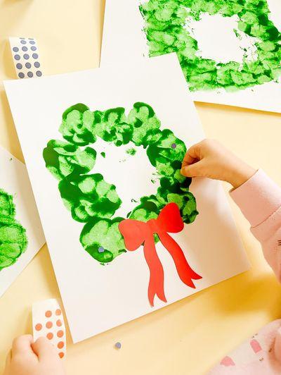 Weihnachtskranz Fingerabdruck Kinder
