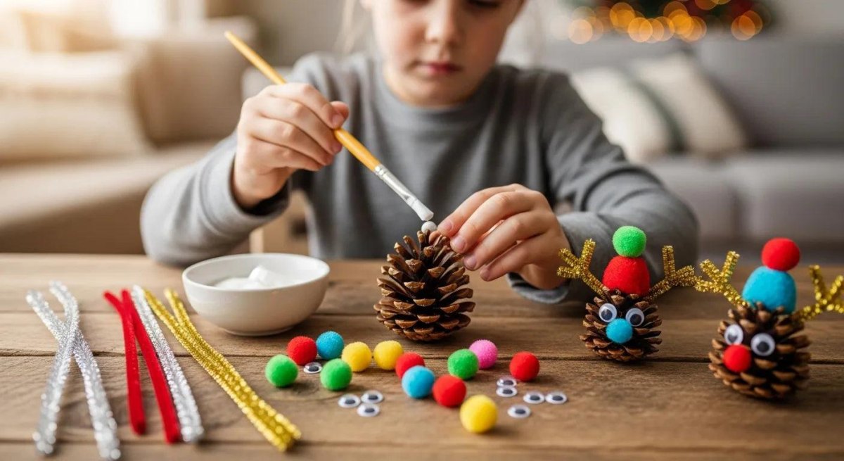 Tannenzapfen Weihnachtsbasteln mit Kindern